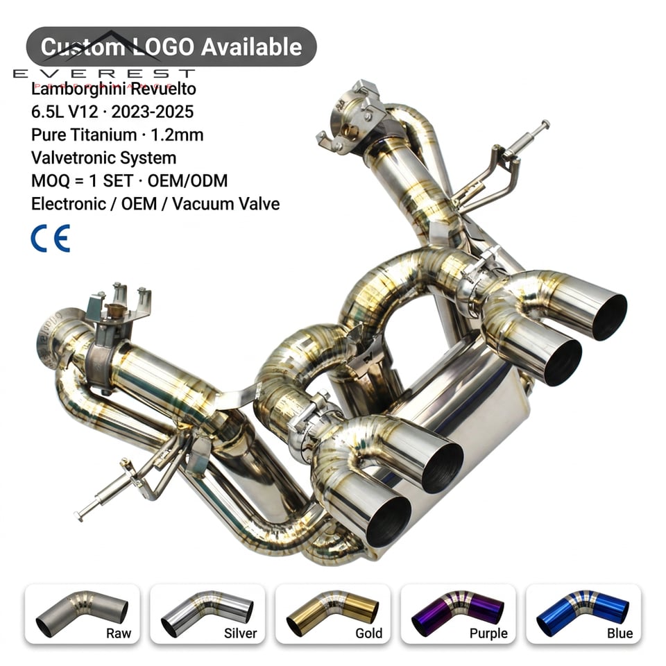 Titanium Catback Exhaust for Lamborghini Revuelto 6.5L V12 2023-2025 Valvetronic Mirror Polished Performance Muffler