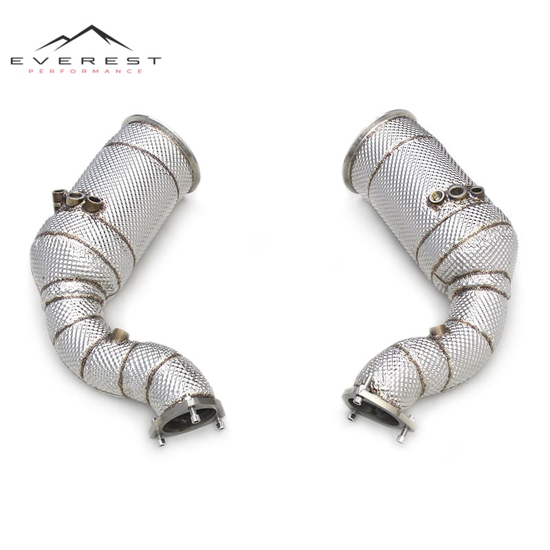 100/200/300 Cell Downpipe for Audi RSQ8 4.0T 2022-2023 Stainless Steel High Flow Exhaust Pipes With Heat Shield