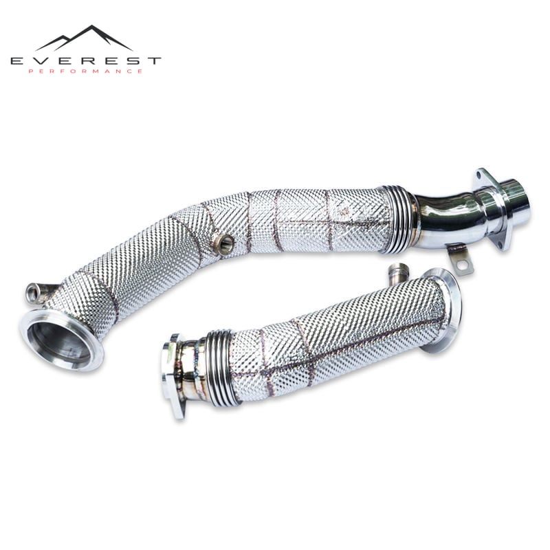 Race Downpipe for BMW M3/M4 F80 F82 S55 3.0T 2014-2019 Heat Shield Free Flow Exhaust Pipe Race Straight Down Pipes