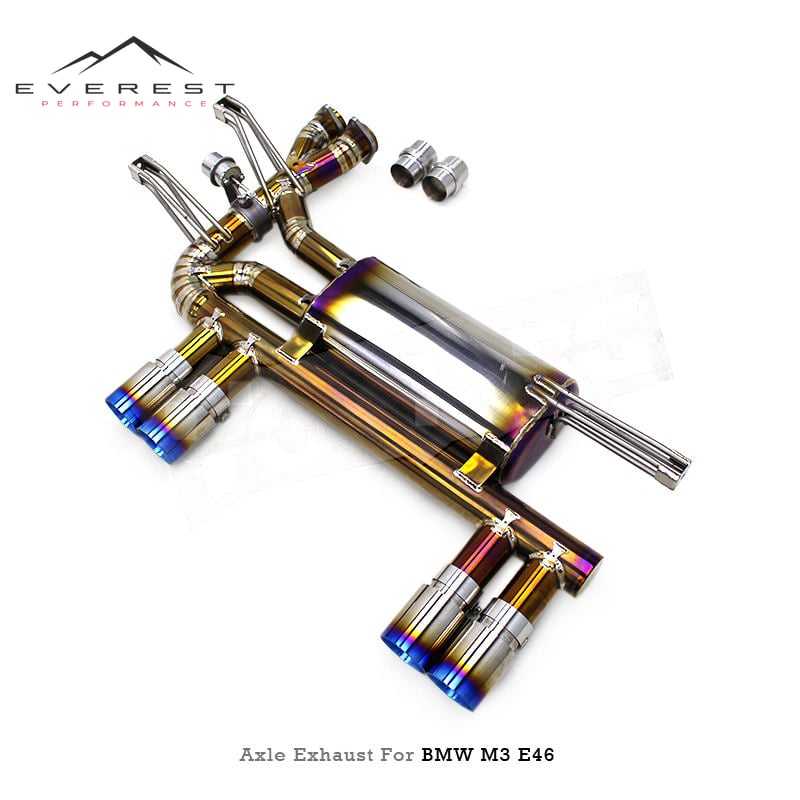 Titanium Plate Gold Vacuum Valve Silencer Axle Back Exhaust Pipe for BMW M3 E46 2004-2006 with Controller Boksa System
