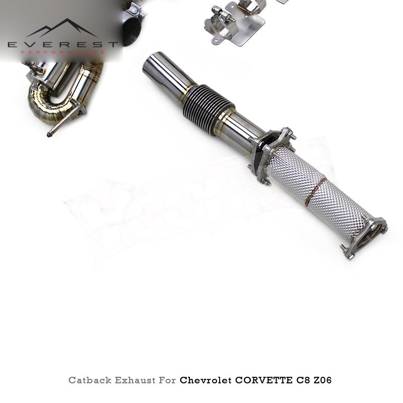 Custom Valve Exhaust System for Chevrolet Corvette C8 Z06 2019-2025 With Downpipe 3Inch Silver Titanium Catback