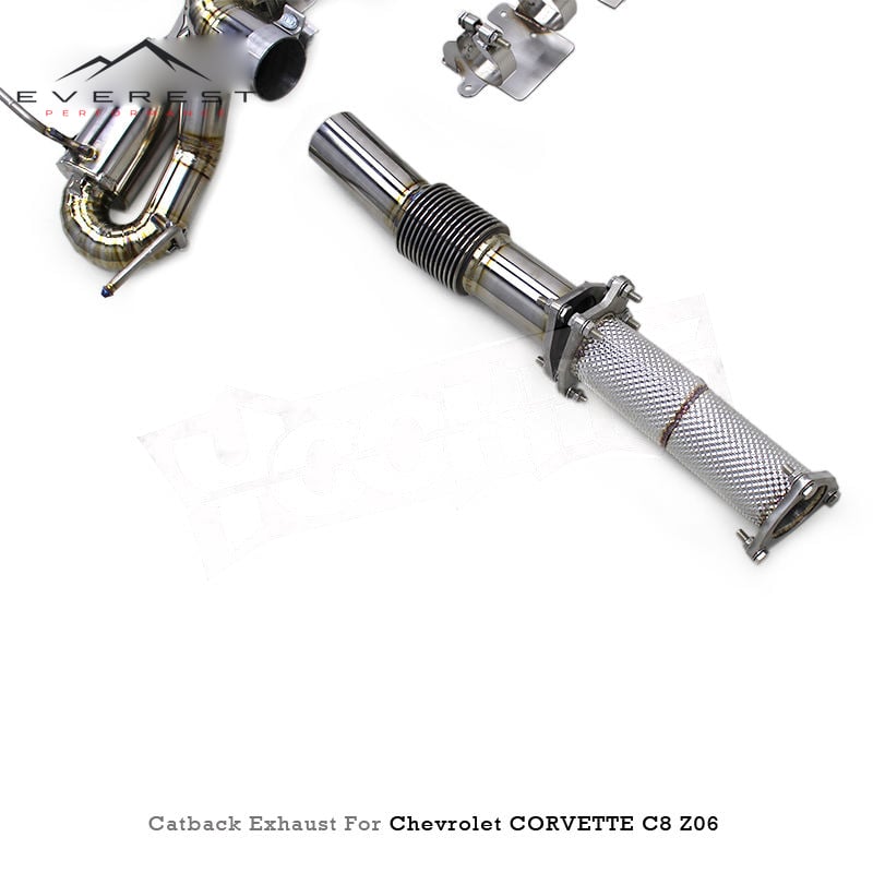 Custom Valve Exhaust System for Chevrolet Corvette C8 Z06 2019-2025 With Downpipe 3Inch Silver Titanium Catback
