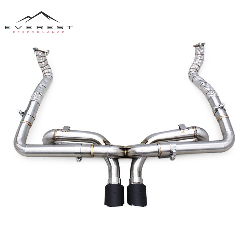 Exhaust Pipe System for Porsche 718 Boxster/Cayman 2.0T 2016-2023 Stainless Steel Exhaust Pipe With Carbon Fiber Tips