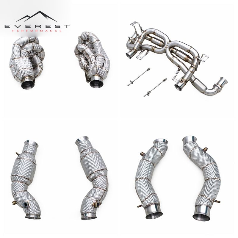 Direct-fit Exhaust Pipe for Lamborghini Gallardo 5.0L 2004-2007 Supersport X Pipe Axleback 5 to 1 Manifold Heat Shield Downpipe