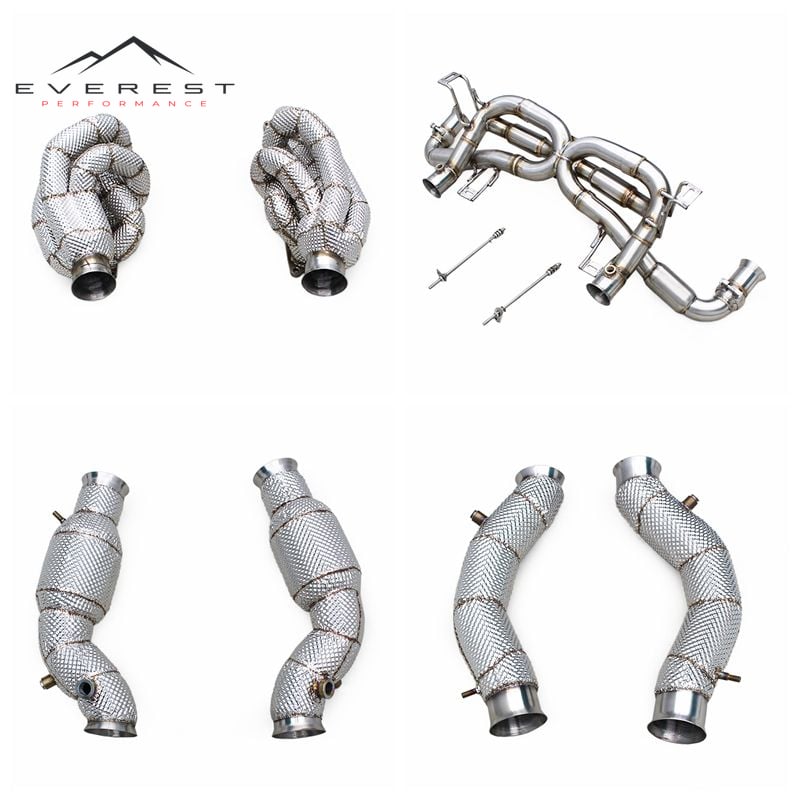 Direct-fit Exhaust Pipe for Lamborghini Gallardo 5.0L 2004-2007 Supersport X Pipe Axleback 5 to 1 Manifold Heat Shield Downpipe