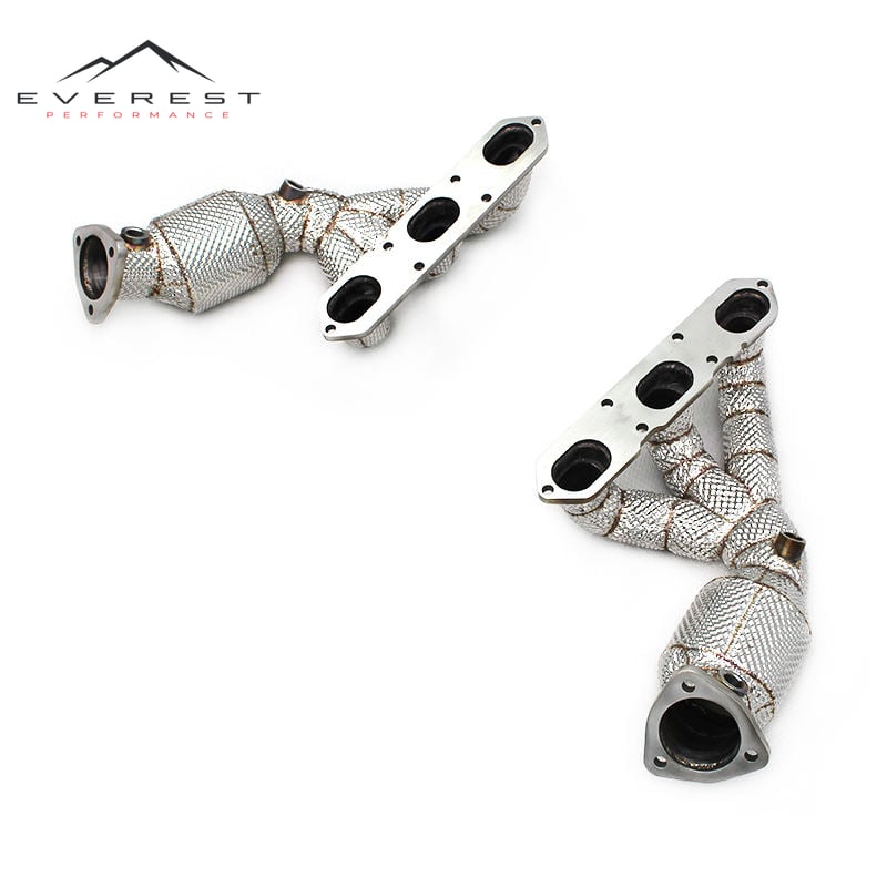 SS304 Exhaust Manifold for Porsche 987.1 Boxster Cayman 3.4L 2004-2008 With Heat Shield Catalytic 100/200/300 Cell
