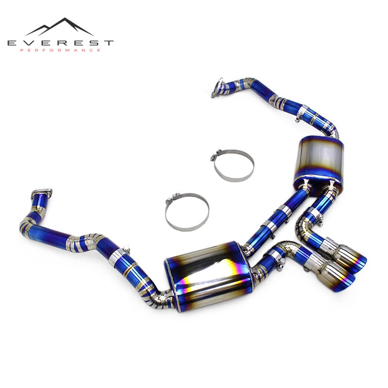 Titanium Catback for Porsche Cayman 981 2.7 3.4 2013-2015 Supercar Muffler Vacuum Valve Burnt Blue Tips