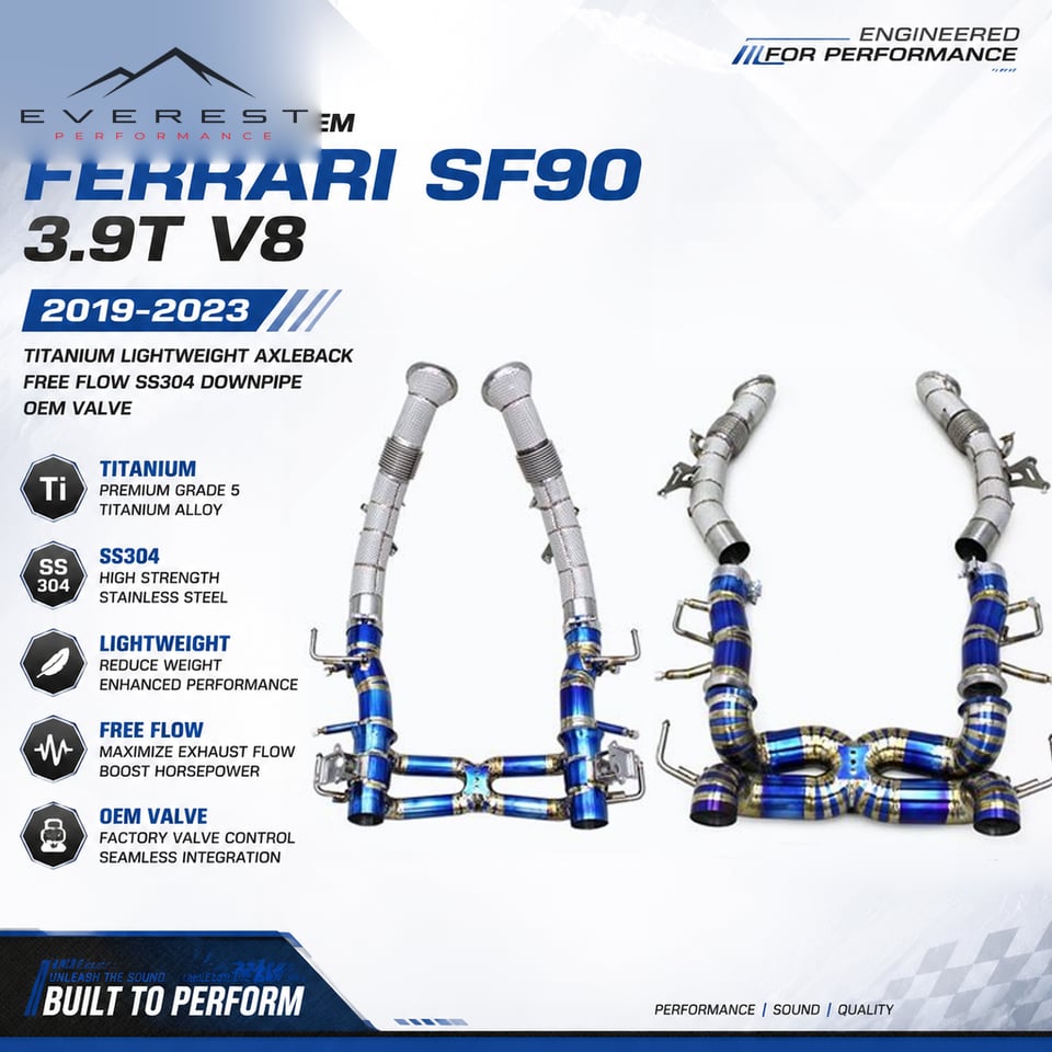 Racing Full Exhaust System for Ferrari SF90 3.9T V8 2019-2023 Titanium Lightweight Axleback Free Flow SS304 Downpipe Valve