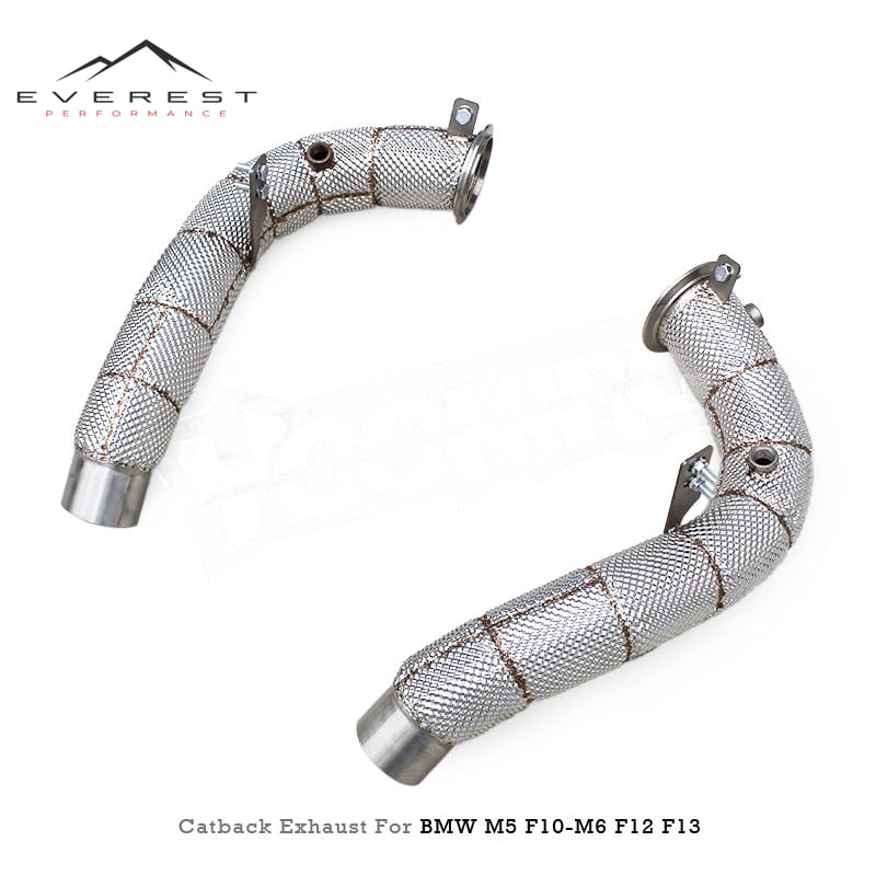 Heat Shield Wrap Downpipe for BMW M5 M6 F10 F12 F13 F06 2012-2016 S63 4.4TT Insulation Free Flow Performance Exhaust Pipe