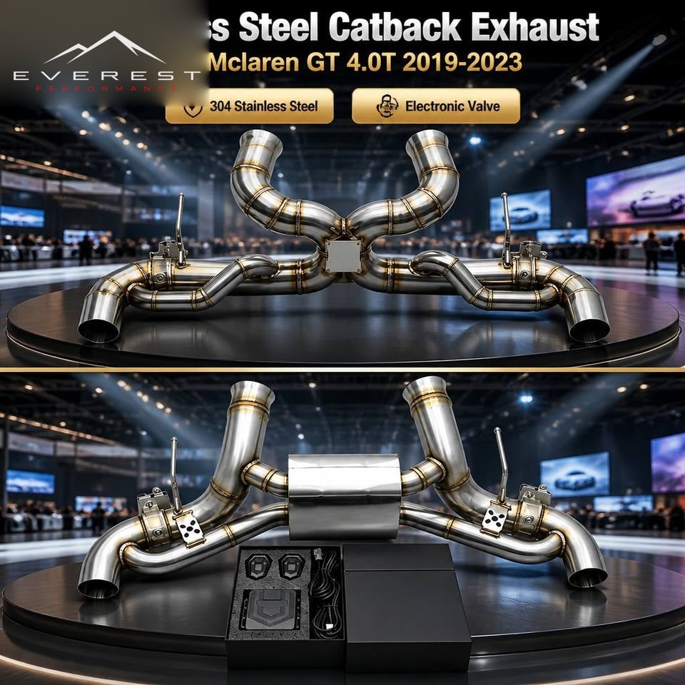 Stainless Steel Catback Exhaust Pipe for Mclaren GT 4.0T 2019-2023 High Quality with Valved Muffler System