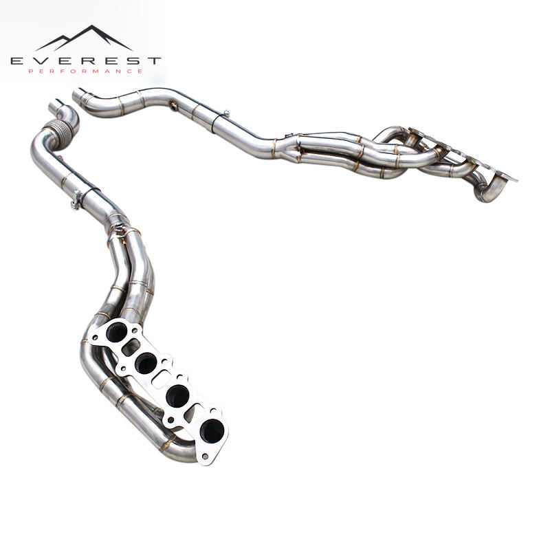 Turbo Exhaust System Manifold for Ford Mustang V8 5.0L 2015-2024 Stainless Steel Brushed Long Tube