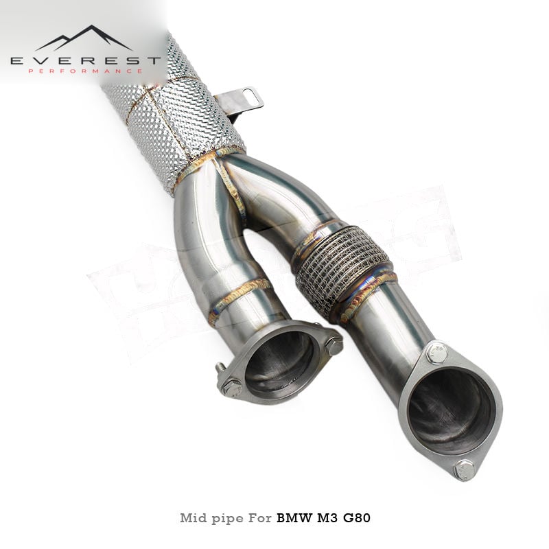 SS304L 3/3.5 Inch Mid Pipe for BMW M3/M4 G80/G82/G83/G8X 3.0T 2020-2023 with Heat Insulation Racing Exhaust Pipes