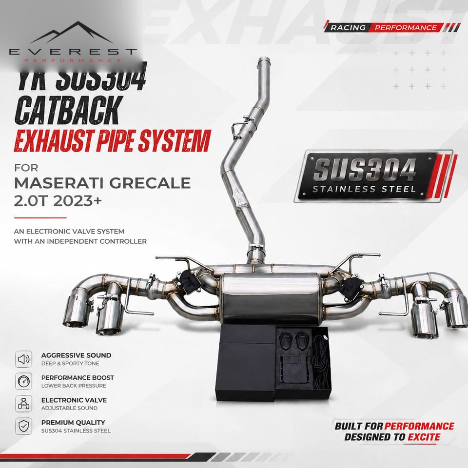 SUS304 Catback Exhaust Pipe System for Maserati Grecale 2.0T 2023+ an Electronic Valve System with an Independent Controller