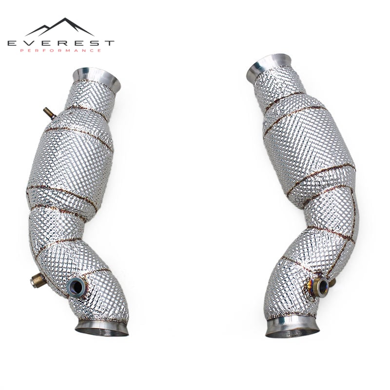 SS304 Exhaust Downpipe for Lamborghini Gallardo 5.0L 2004-2007 With Heat Shield High Flow Catted Downpipe 100/200/300 Cell