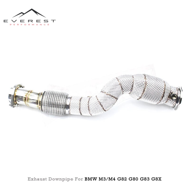 SUS304 High Flow Exhaust Pipe for BMW M3 M4 G80 G82 3.0T 2019-2024 100/200/300cell Catted Downpipes With Heat Shield