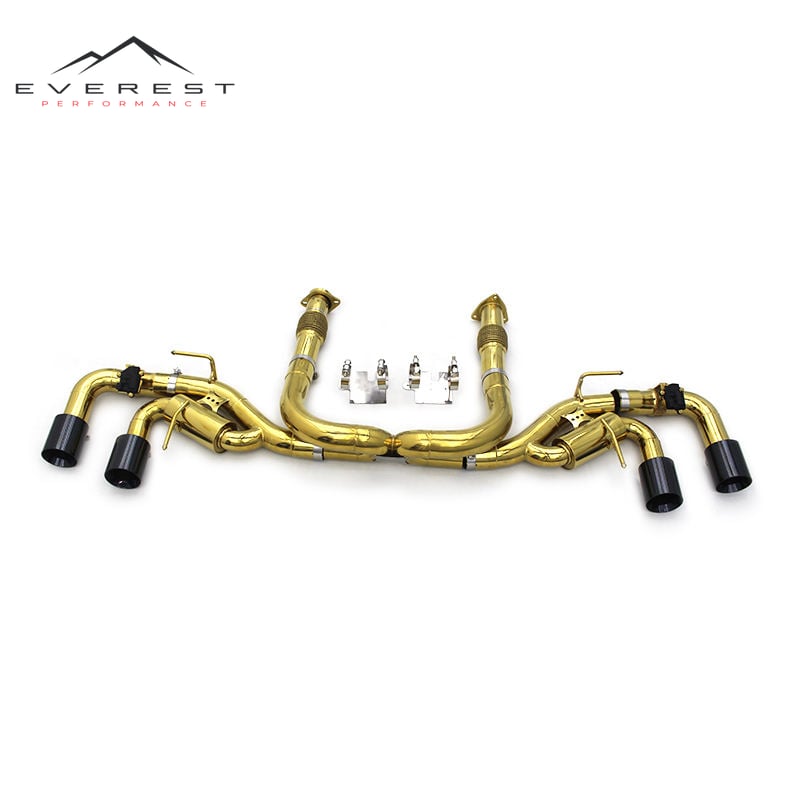Custom Catback Exhaust for Chevrolet Corvette C8 2019-2025 Plating Golden SUS304 Pipe Muffler Valvetronic Exhaust System