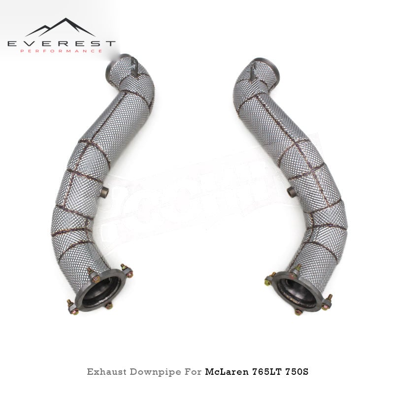 Racing Stainless Steel 304 1.5mm High Temp TIG Welded Exhaust Downpipe Mclaren 765LT/750S 4.0T 2020-2025 Heat Shield