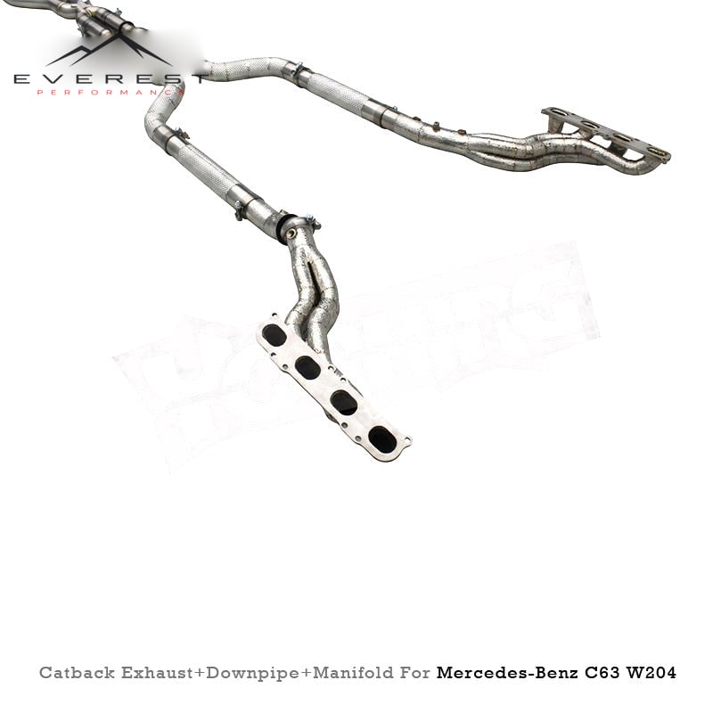 Direct-fiit Full Exhaust System for Mercedes-Benz C63 AMG W204 2011-2015 Manifold Cat Pipe Valvetronic Catback With Silver Tips