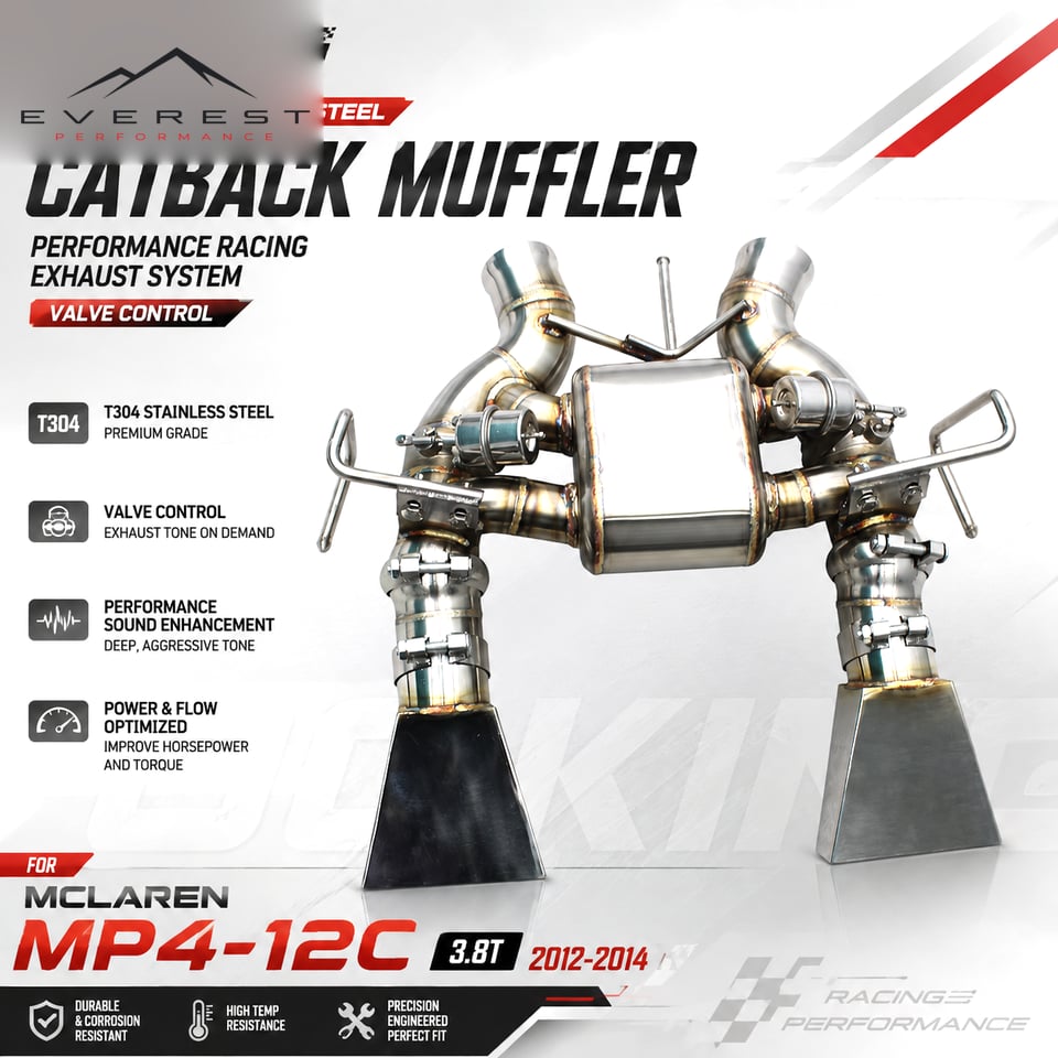 Racing Stainless Steel Catback Muffler for Mclaren MP4-12C 3.8T 2012-2014 Performance Racing Car Exhaust System Valve Control