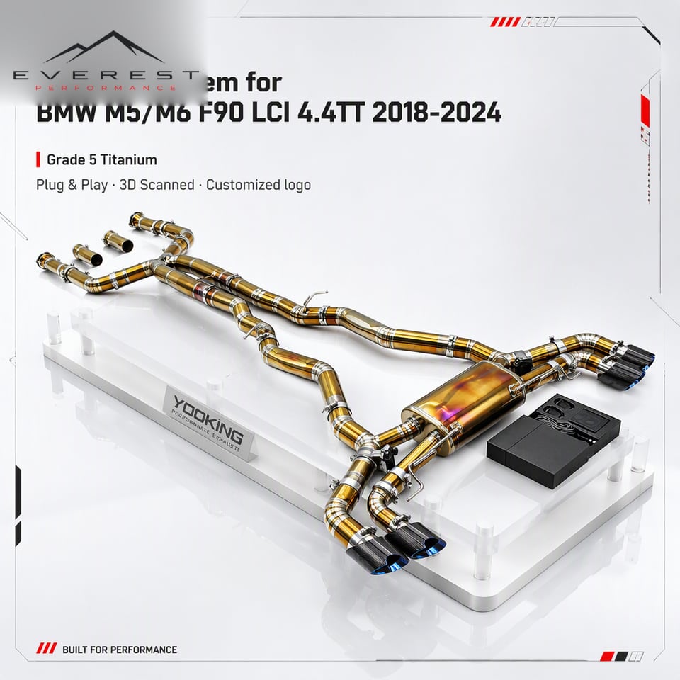 Titanium Car Exhaust System for BMW M5/M6 F90 LCI 4.4TT 2018-2024 Golden Catback Muffler Pipe With Valve Exhaust