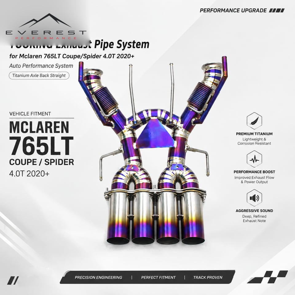 Racing Exhaust Pipe System for Mclaren 765LT Coupe/Spider 4.0T 2020+ Auto Performance Titanium Axleback Straight Catback Exhaust