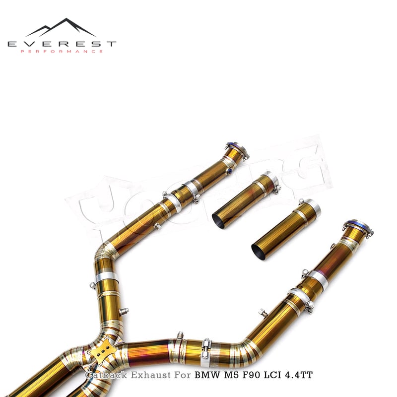 Titanium Car Exhaust System for BMW M5/M6 F90 LCI 4.4TT 2018-2024 Golden Catback Muffler Pipe With Valve Exhaust