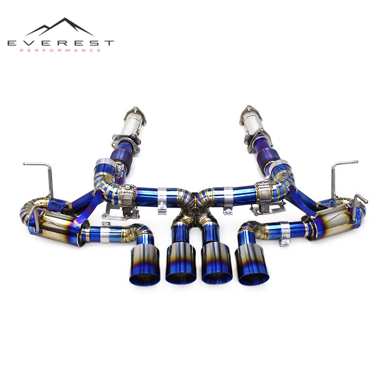 Valve Titanium 3 Inches Full Exhaust System for Chevrolet Corvette C8 Z06 2019-2025 Muffler Burnt Blue Tips Catback Downpipe