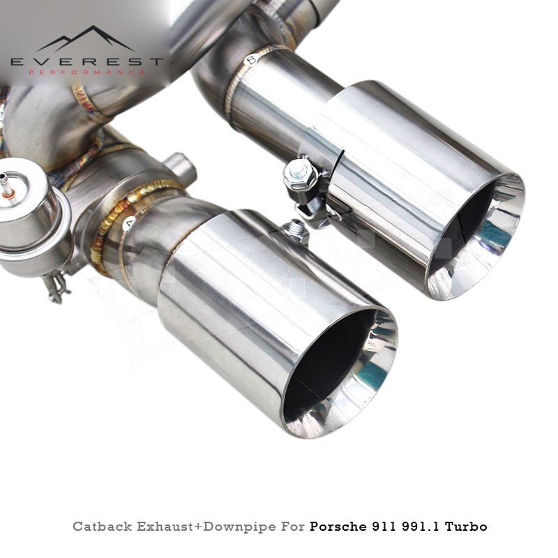 SS304 Vacuum Valve Catback Exhaust Pipe for Porsche 911 991/991.1/991.2 Turbo S 3.8T Catted 200cell Downpipe System
