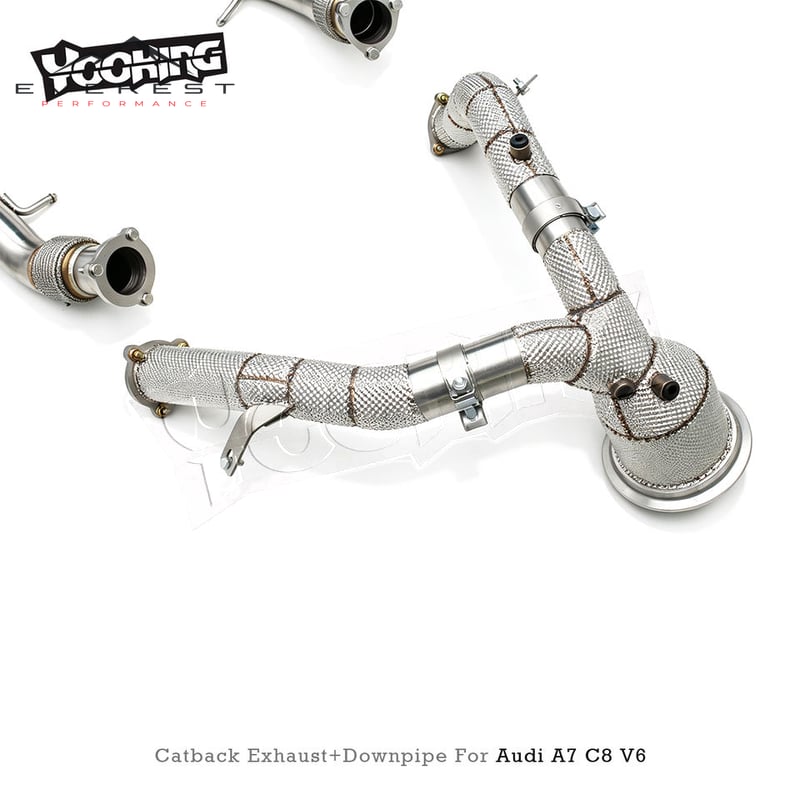 Titanium Valvetronic Catback Exhaust System for Audi A6/A7 C7/C8 EA839 V6 3.0T 2012-2023 High Flow Downpipe Titanium Muffler