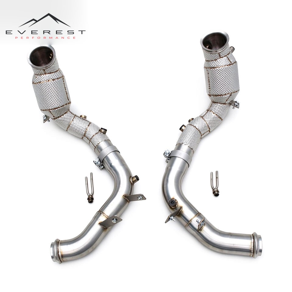SS304 Exhaust Downpipe for Mercedes-Benz S63 E AMG W223 V8 4.0T 2020-2025 High Flow Catted Downpipe 100/200/300 Cells