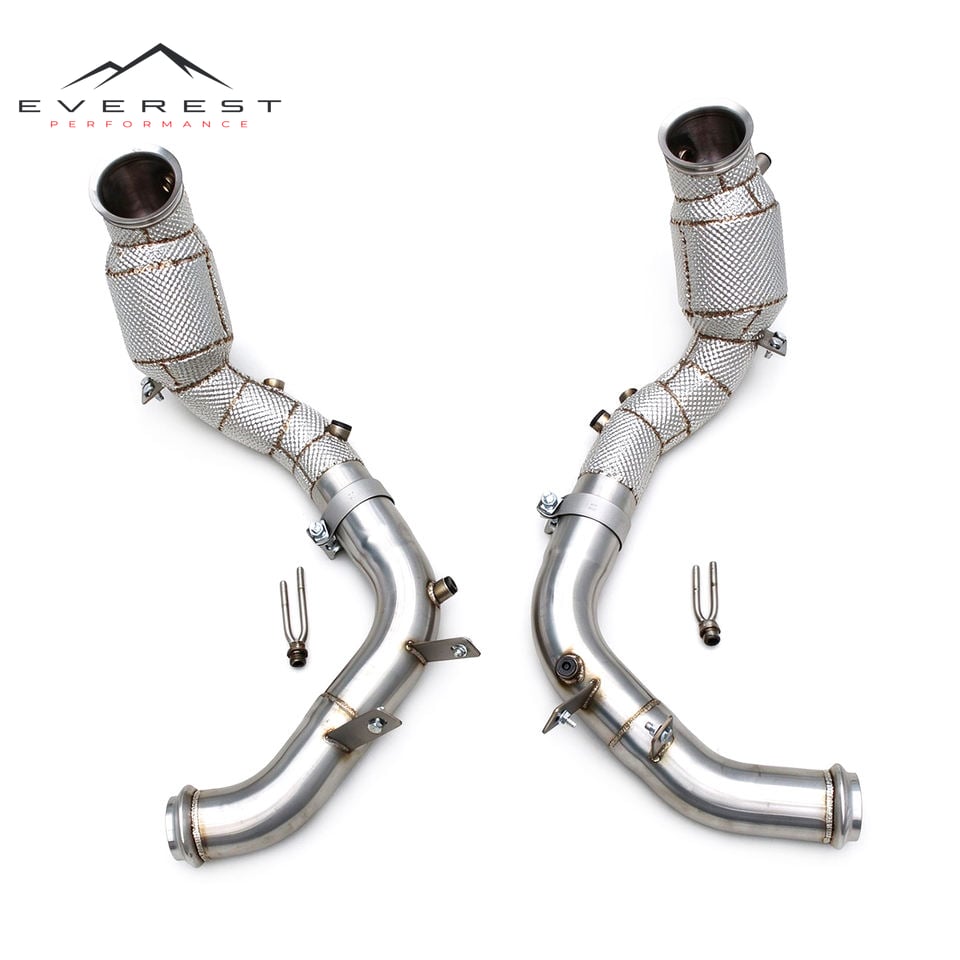 SS304 Exhaust Downpipe for Mercedes-Benz S63 E AMG W223 V8 4.0T 2020-2025 High Flow Catted Downpipe 100/200/300 Cells
