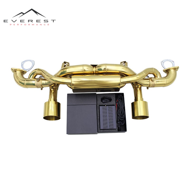 Sport Catback for Porsche 718 Cayman GT4 RS 4.0L 2022-2025 Stainless Steel Plate Gold Exhaust Muffler with Valve Control