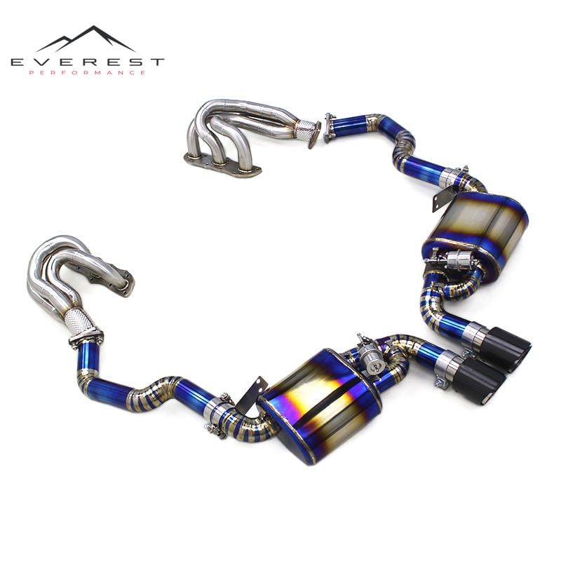 Titanium Full Exhaust for Porsche 987.2 Boxster/Cayman 2008-2012 SS304 Exhaust Manifold Vacuum Valve Catback Exhaust Muffler
