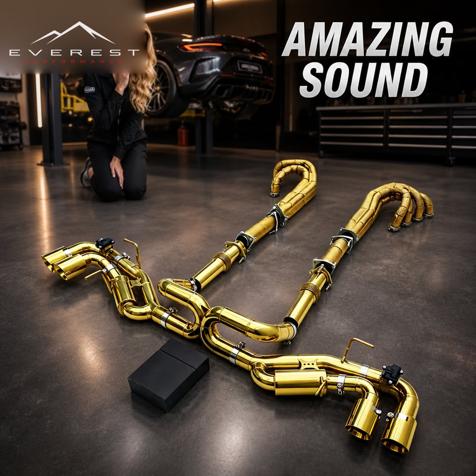 SS304 Plated Golden Exhaust Pipes for Chevrolet Corvette C8 2019-2025 Valvetronic Catback Muffler Straight Manifold