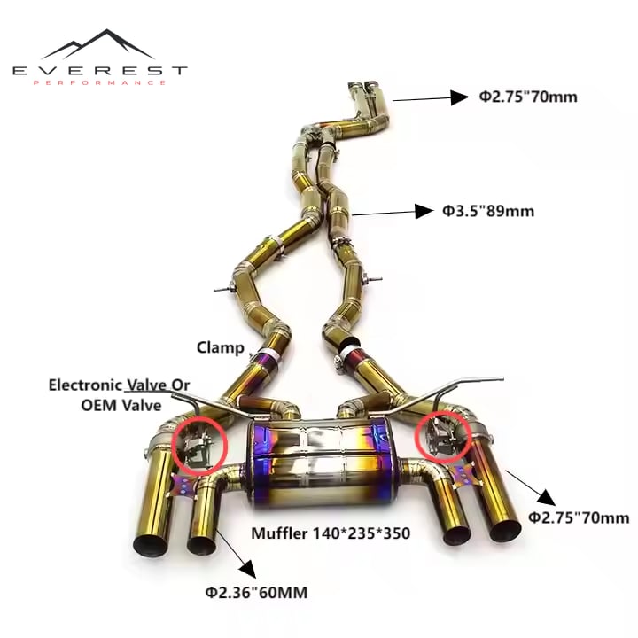 Yookoing High Performance Valve Electronic Exhaust Rebound System for BMW M3 F80/F82 3.0T 2015-2019 Titanium exhaust pipe