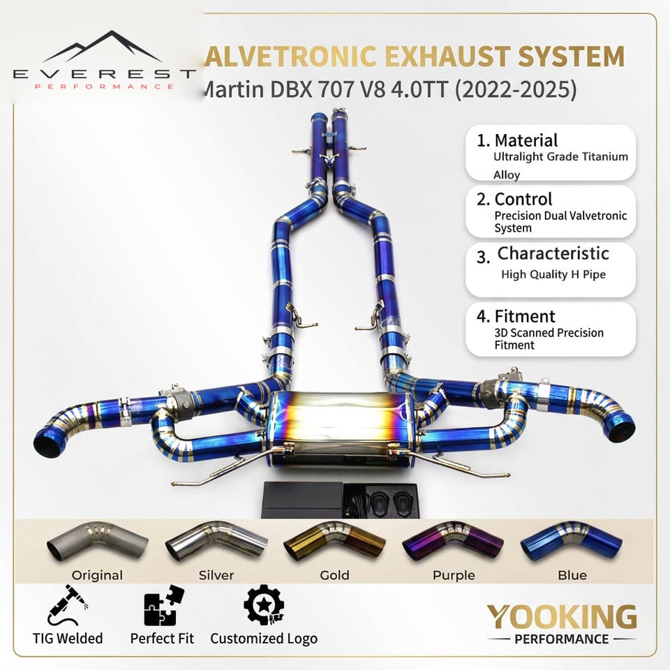 Titanium Exhaust Pipe System for Aston Martin DBX 707 V8 4.0TT 2022-2025 Racing Valvetronic Muffler Catback Exhaust