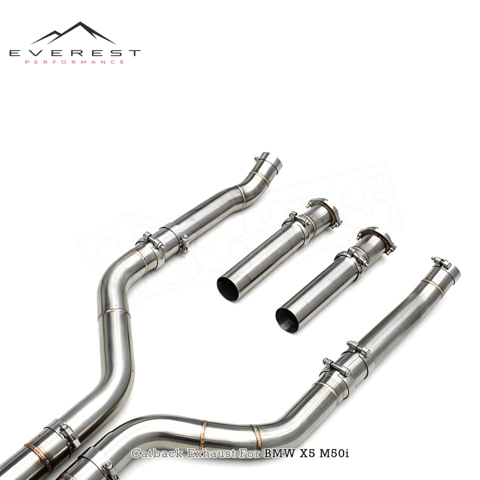 SS304 Catback Muffler with Z Pipe for BMW X5 M50i G05 4.4TT 2019-2024 Stainless Steel Valved Exhaust System with Black Tip