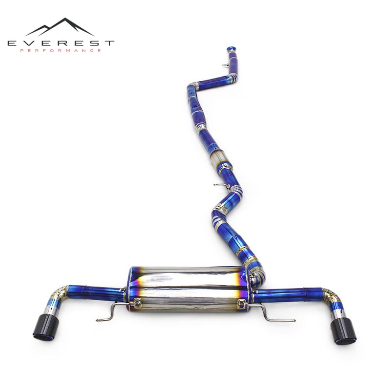 Racing Burnt Blue Titanium Exhaust Catback for BMW 230/230i 2.0L G42 B48 2024 Exhaust Pipe Muffler With Carbon Fiber Tip