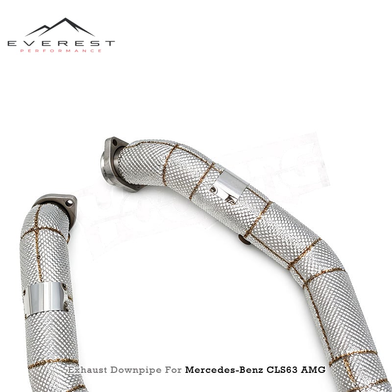 Racing SS304 Exhaust Downpipe for Mercedes-Benz CLS63/CLS63S AMG W218 5.5L 2007-2017 With Heat Shield Free Flow Luxury Downpipes