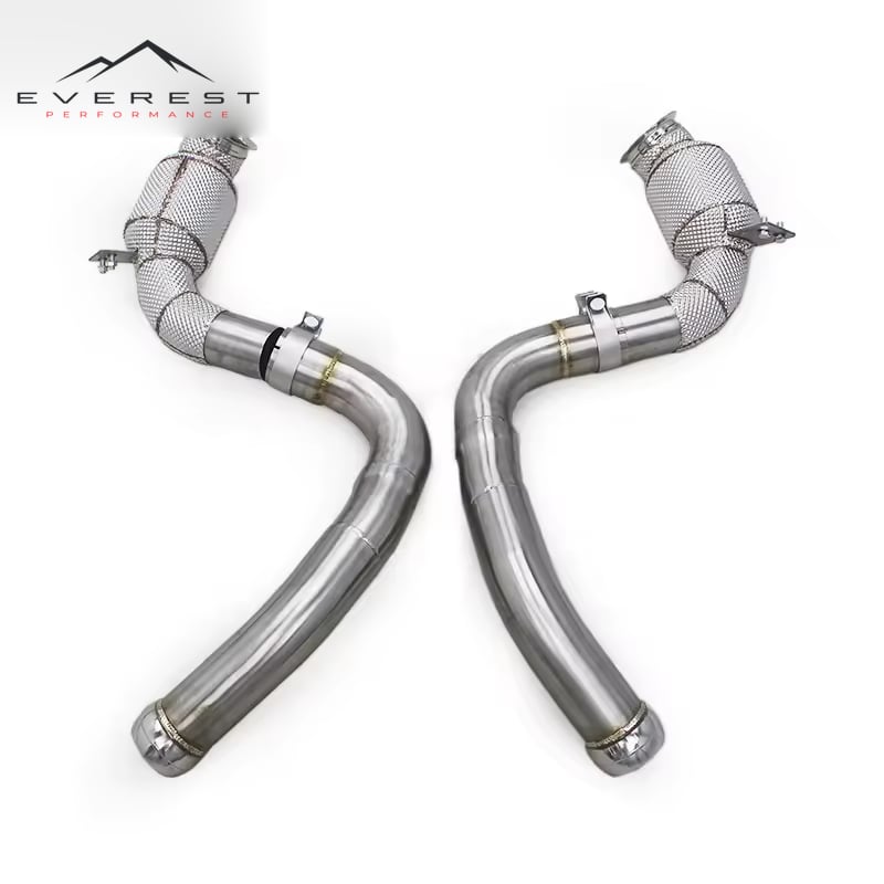 High Flow Downpipe for Mercedes-Benz E63 AMG W213 4.0TT 2014-2023 Stainless Steel Exhaust System With Heat Shield