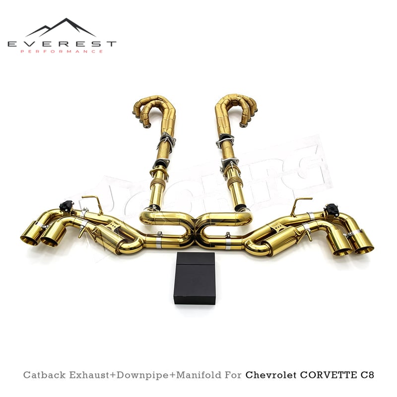 SS304 Plated Golden Exhaust Pipes for Chevrolet Corvette C8 2019-2025 Valvetronic Catback Muffler Straight Manifold