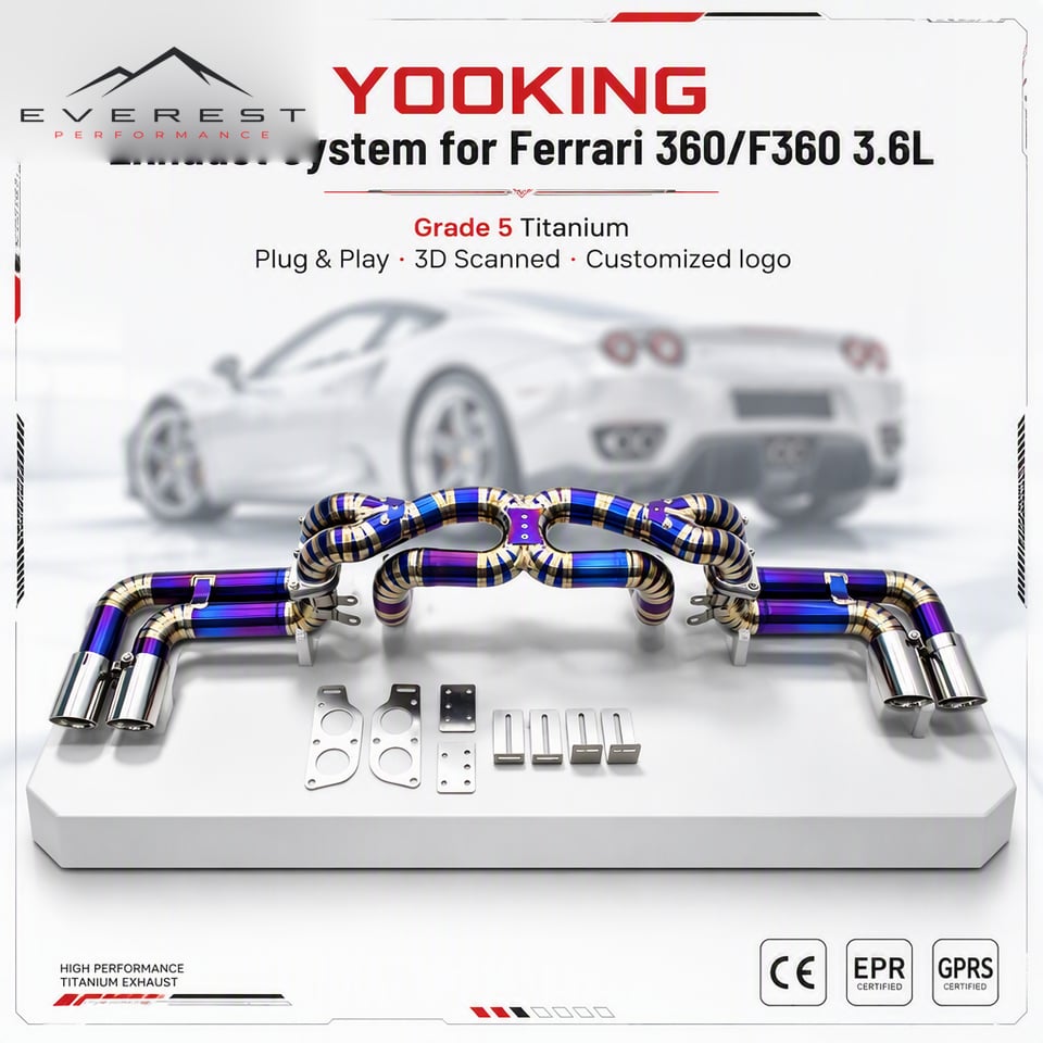 Titanium Exhaust System for Ferrari 360/F360 3.6L Modena/Spider 2003-2005 Titanium Lightweight Pipe Non Valved Rear AxleBack