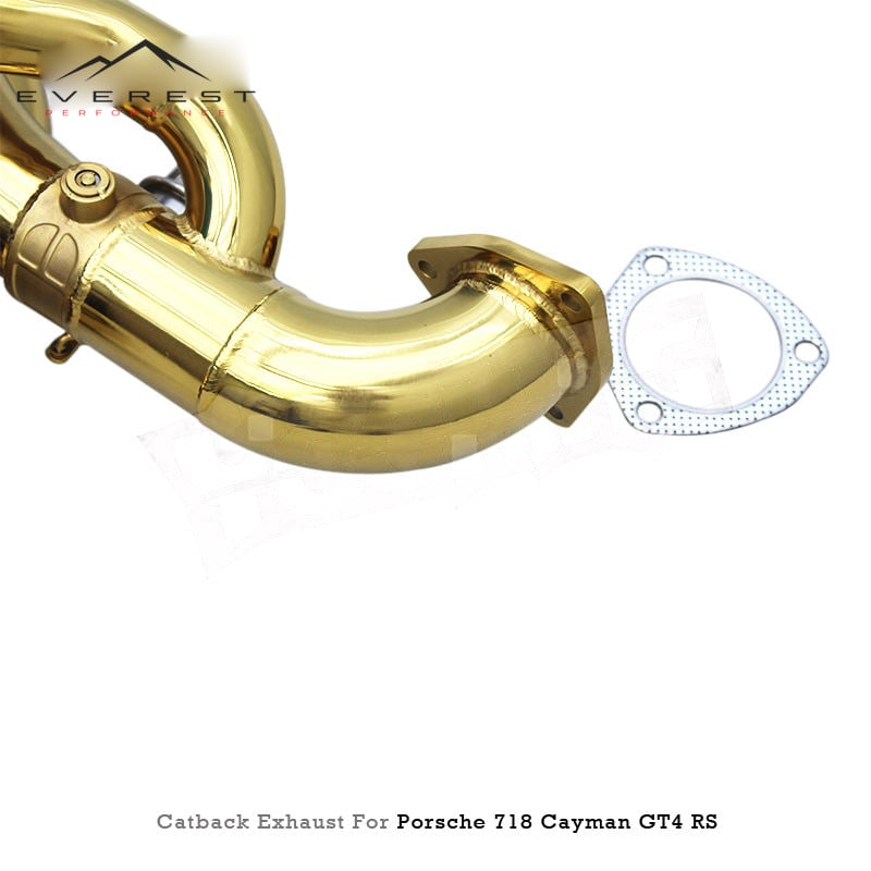 Stainless Steel Golden Catback for Porsche 718 Cayman GT4 RS 4.0L 2022-2025 Muffler Vacuum Valve Exhaust Pipes