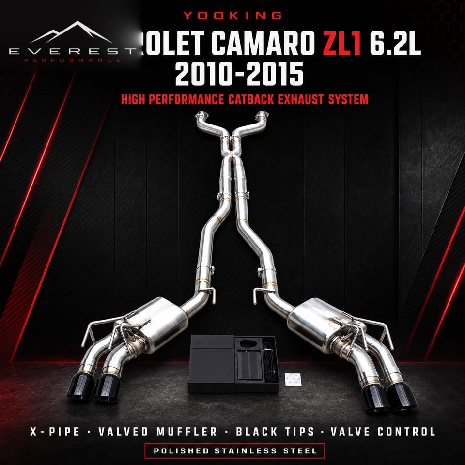 Racing Catback Exhaust Pipes Chevrolet Camaro ZL1 6.2L 2010-2015 X-pipe Valved Muffler System 304 Stainless Steel Brushed