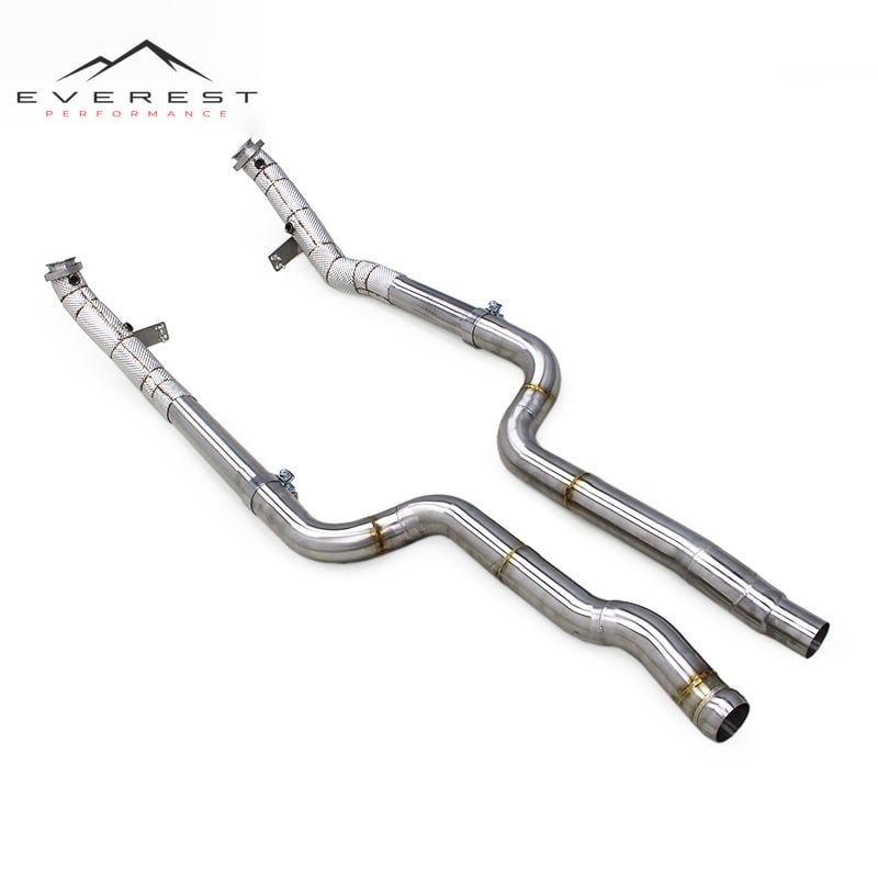 Racing Free Flow Downpipe for Mercedes-Benz CLS550 4.7 2012-2016 SS304 Stainless Steel Exhaust Pipes Heatshield Exhaust Headers