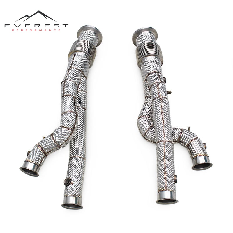 SS304 Exhaust Downpipe for Lamborghini Aventador LP770 SVJ/LP780 Ultimae 2019+ Straight Through Downpipes With Heat Shield