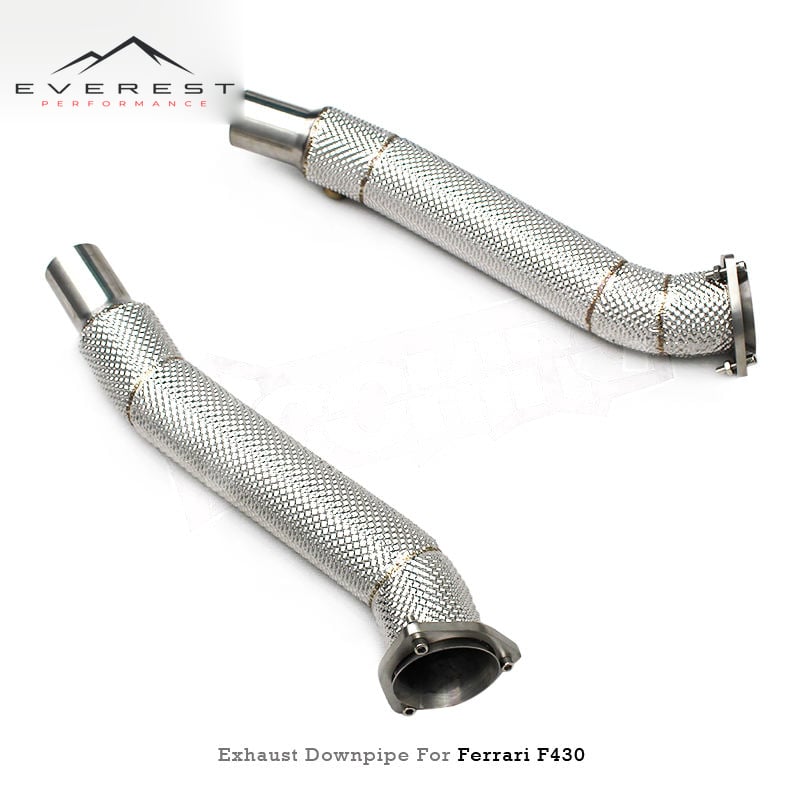 SS304 Free Flow Downpipe Exhaust Pipes for Ferrari F430 Spider/Coupe 4.3L 2005-2008 With Heat Shield
