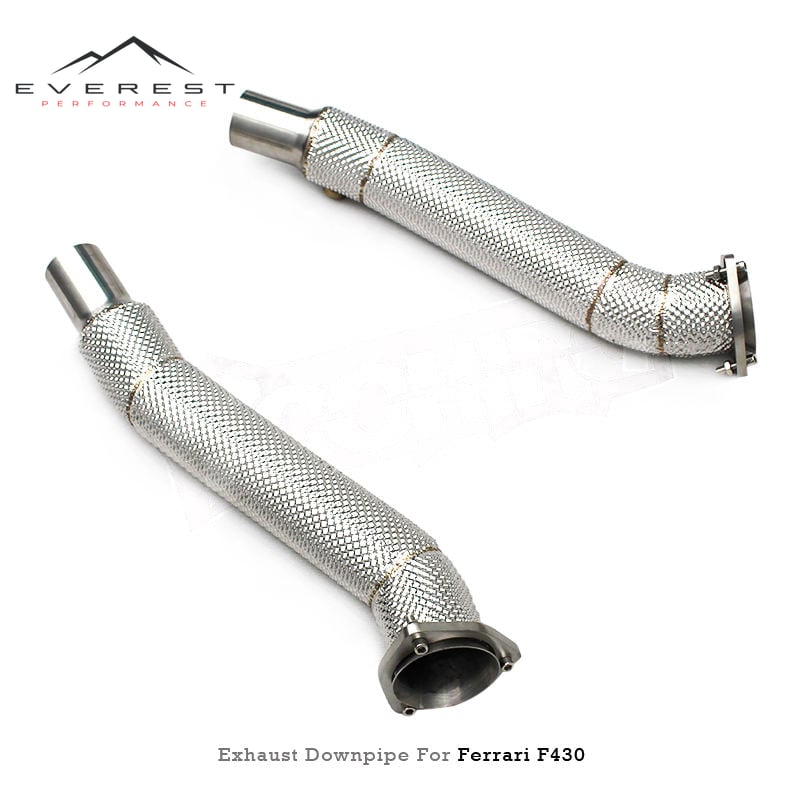 SS304 Free Flow Downpipe Exhaust Pipes for Ferrari F430 Spider/Coupe 4.3L 2005-2008 With Heat Shield
