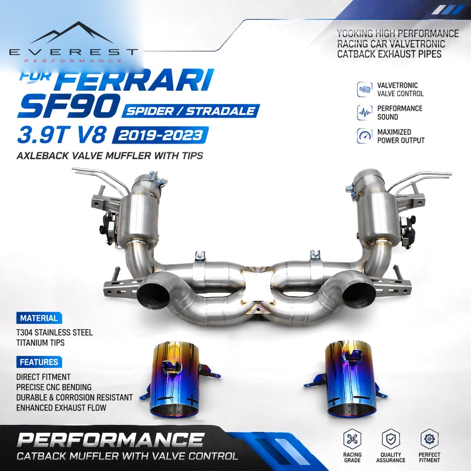 Racing Valvetronic Catback Exhaust Pipes for Ferrari SF90 Spider/Stradale 3.9T V8 2019-2023 Axleback Valve Muffler With Tips