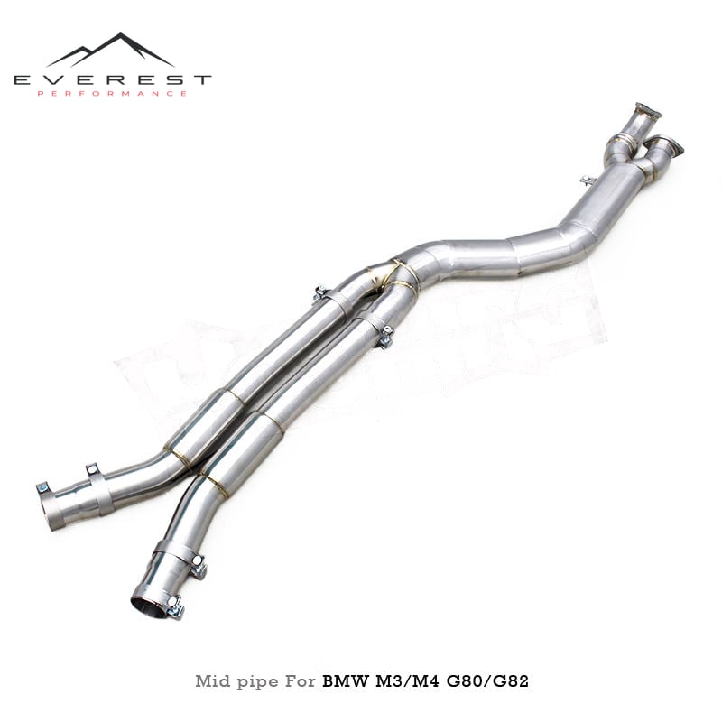 Single Mid Pipes for BMW M3/M4 G80/G82/G83 S58 3.0T 2021-2024 4inch Exhaust System With Resonator